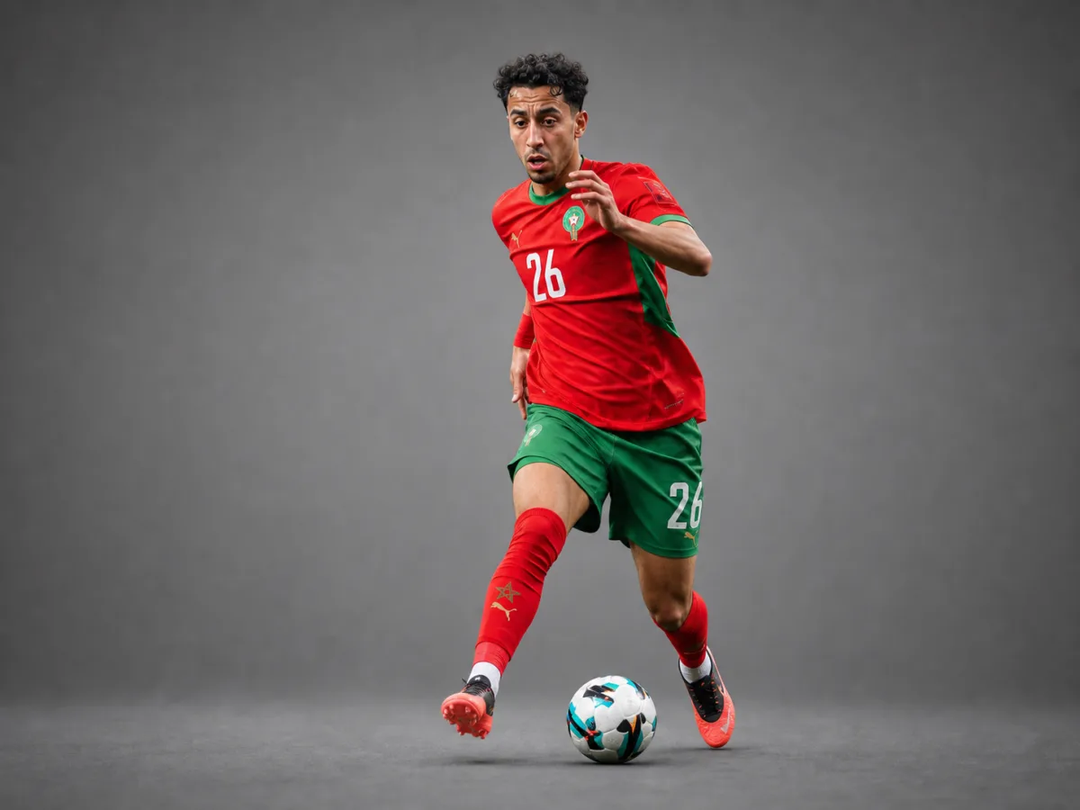 Anass Salah-Eddine Morocco 2026 player profile, studio portrait in national team style