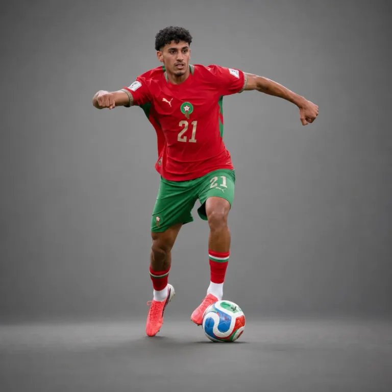 Ayoube Amaimouni Morocco 2026 player profile, studio portrait in national team style