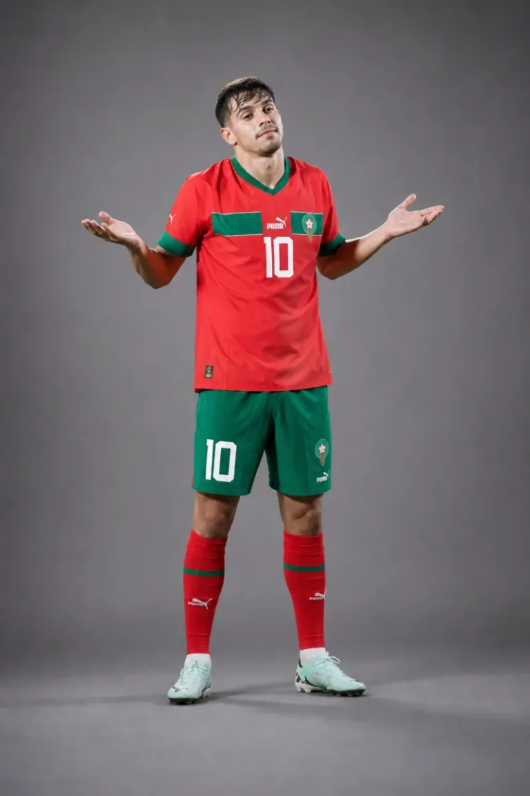 Brahim Diaz Morocco 2026 player profile, studio portrait in national team style