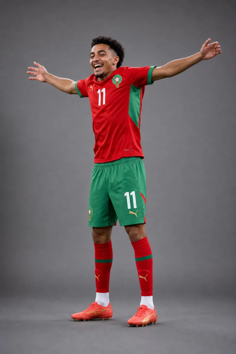 Gessime Yassine Morocco 2026 player profile, studio portrait in national team style