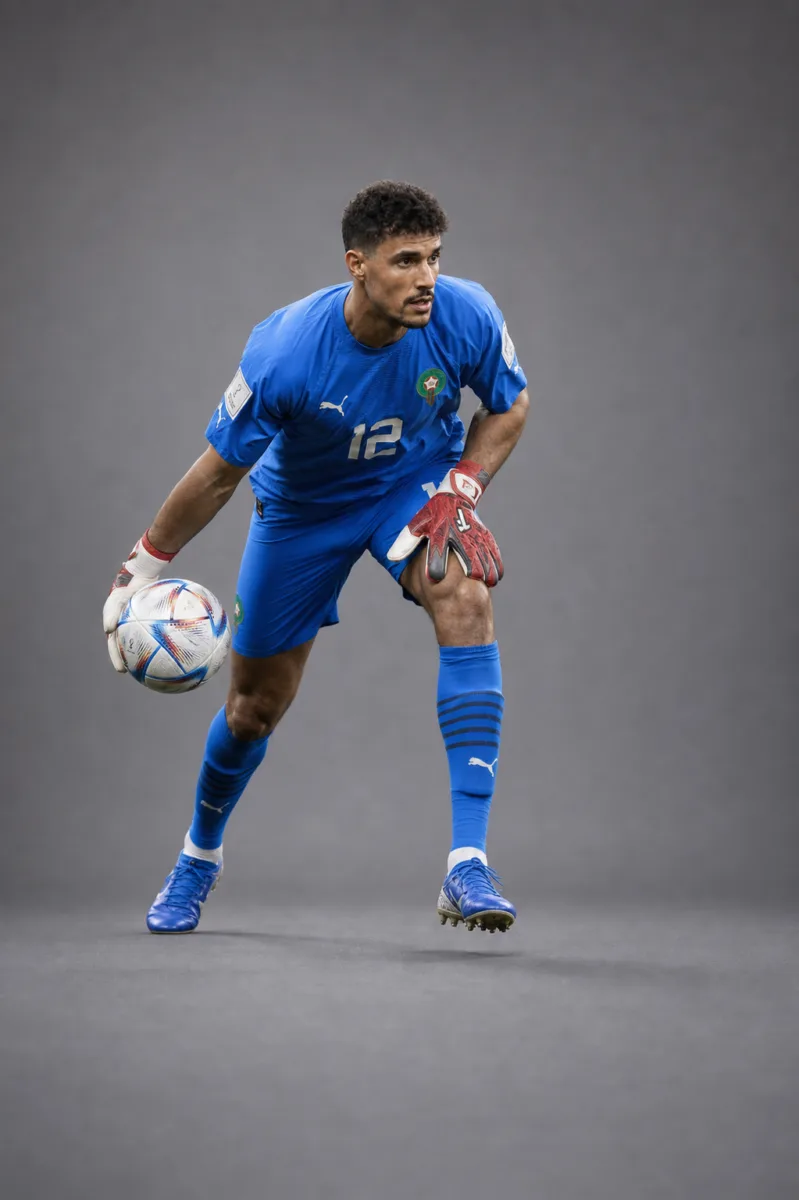 Munir Mohamedi Morocco 2026 player profile, studio portrait in national team style