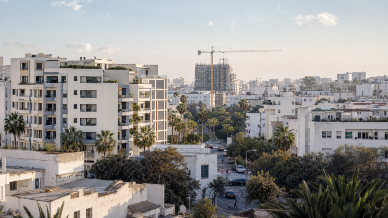 Casablanca residential neighborhood with contemporary apartments and construction activity
